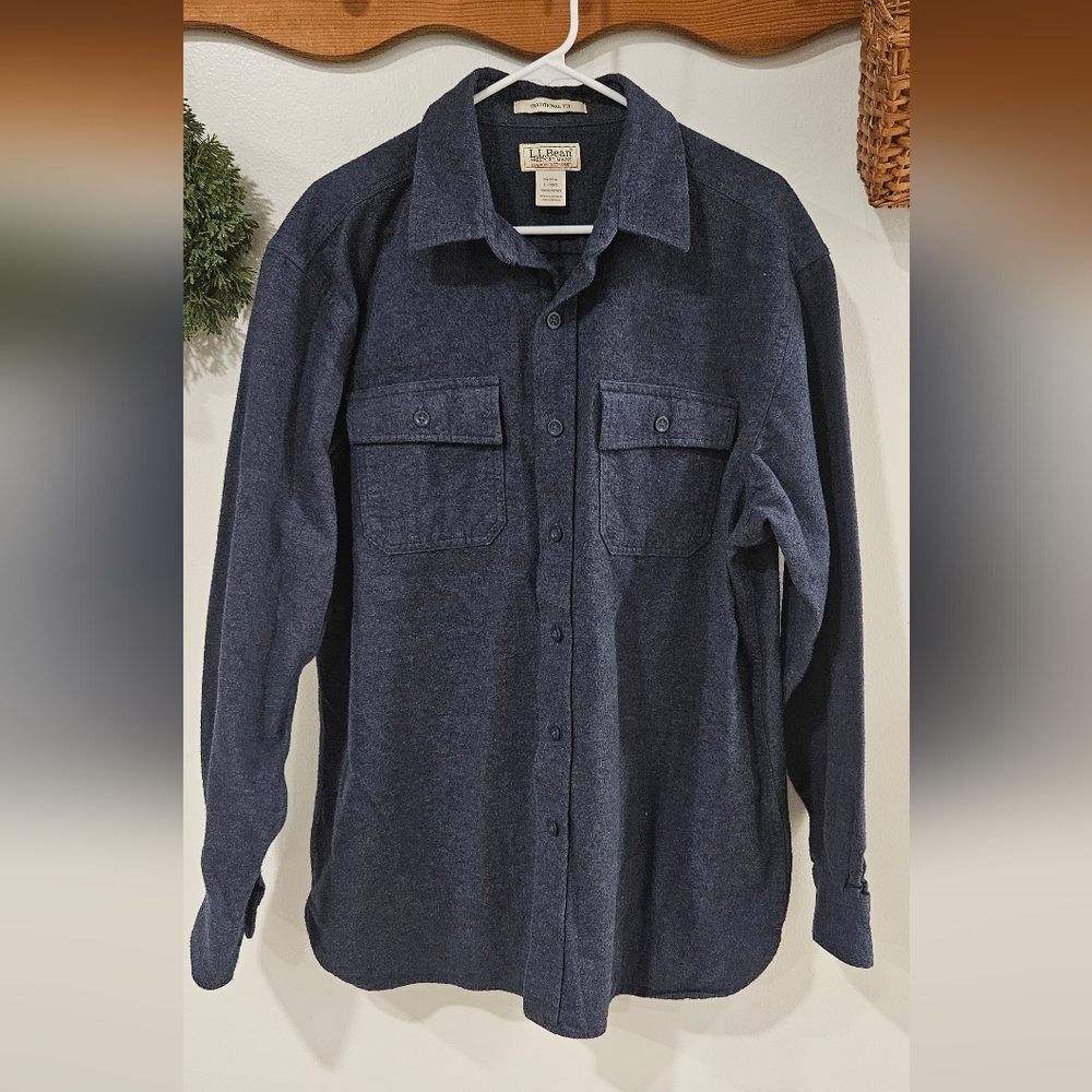 L.L. Bean Blue Button-Up Shirt Jacket